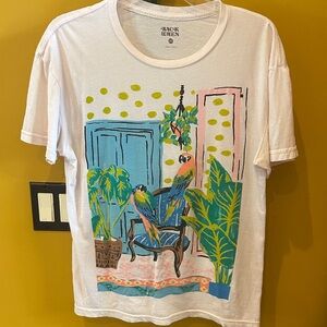 Anthropologie Graphic T-Shirt with Parrot Design